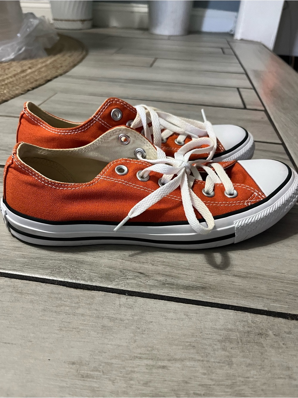 Converse Orange Low-Top Canvas Sneakers with White Accents